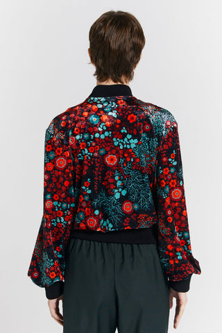 Electric Velvet Bomber Jacket Black Multi