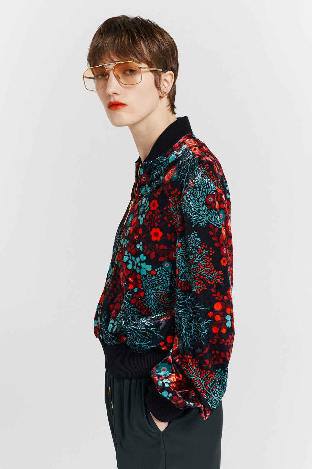 Electric Velvet Bomber Jacket Black Multi