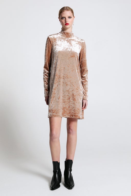 Electric Velvet Dress Champagne