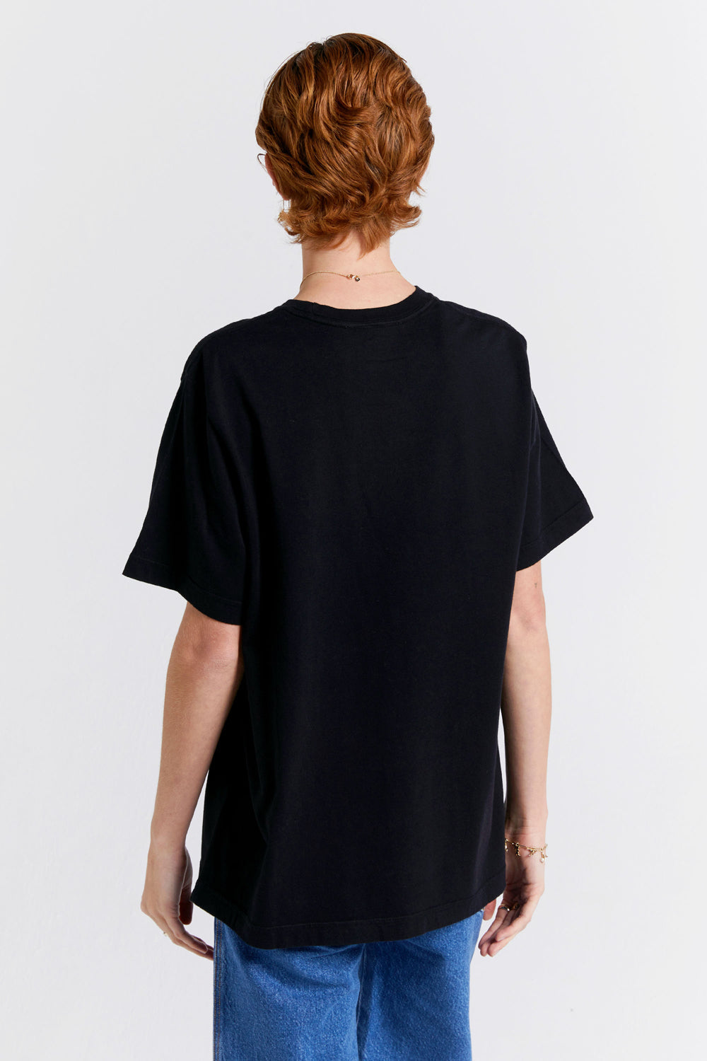 Embroidered Runaway Girl Classic Organic Cotton T-Shirt Black