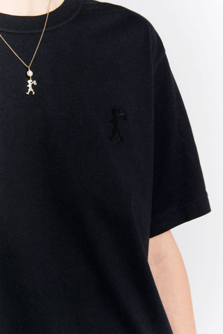 Embroidered Runaway Girl Classic Organic Cotton T-Shirt Black