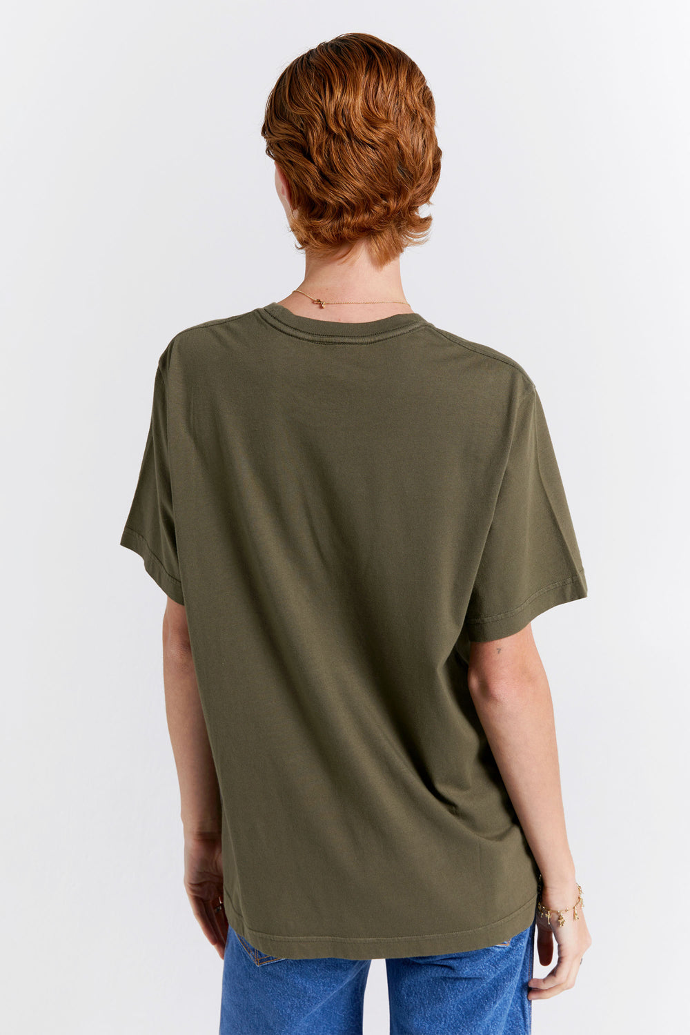 Embroidered Runaway Girl Classic Organic Cotton T-Shirt Hunter Green
