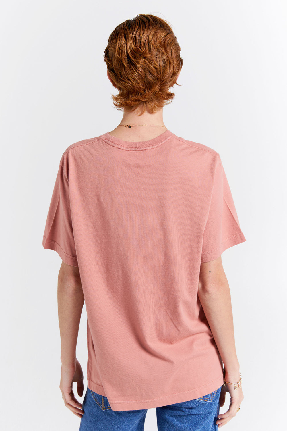 Embroidered Runaway Girl Classic Organic Cotton T-Shirt Rose