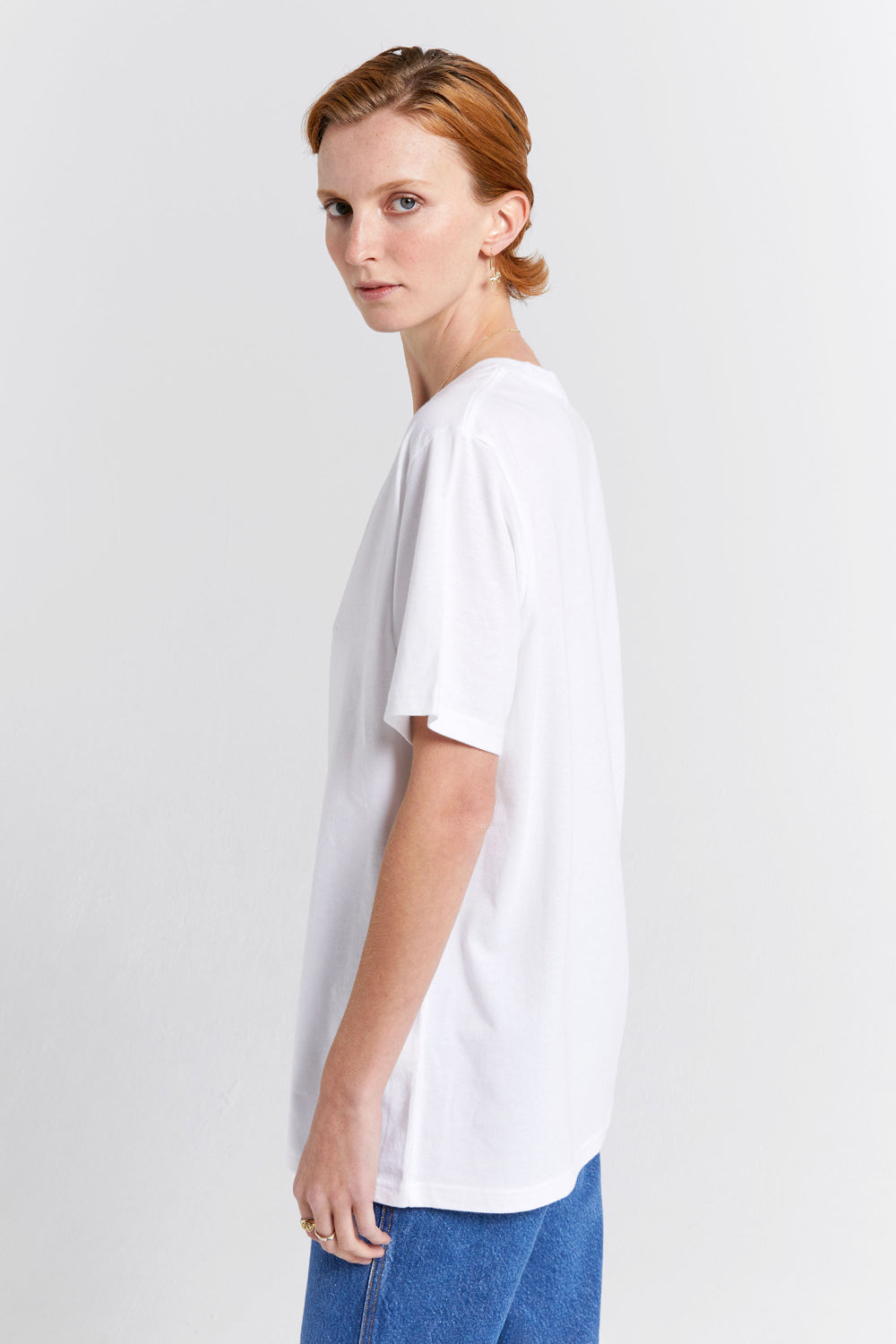 Embroidered Runaway Girl Classic Organic Cotton T-Shirt White