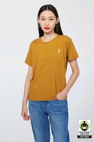 Embroidered Runaway Girl Organic Cotton T-Shirt Dijon