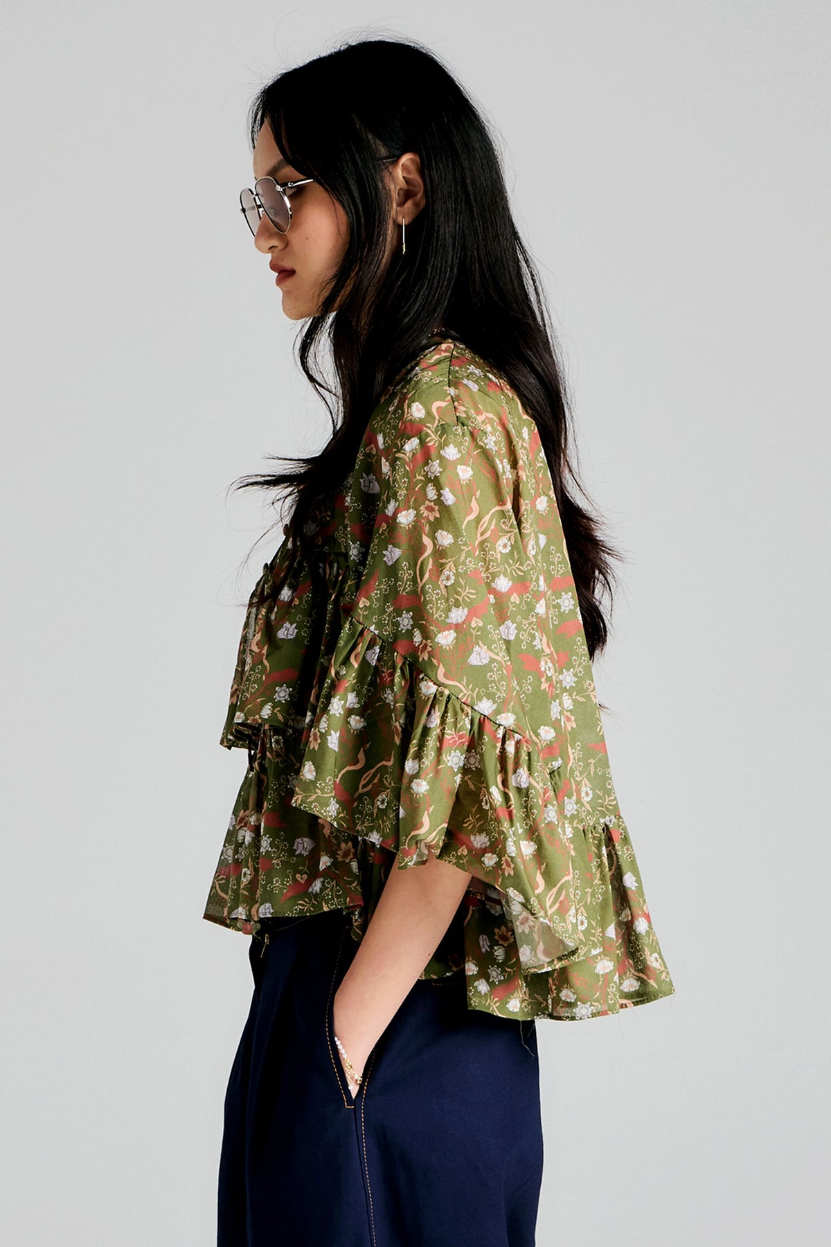 Fleur Blouse Olive Multi