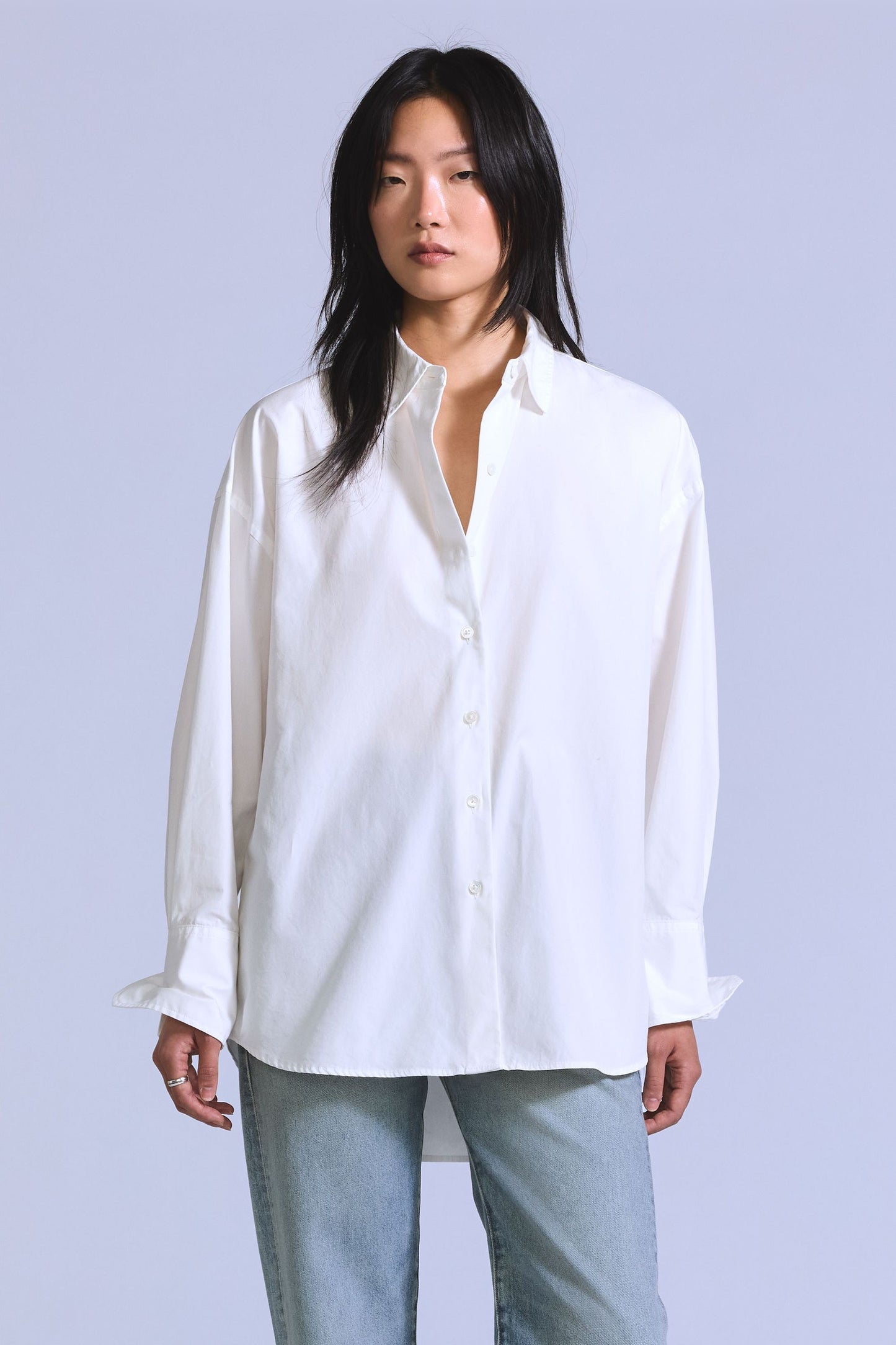 Blue Tab Core LS Woven White