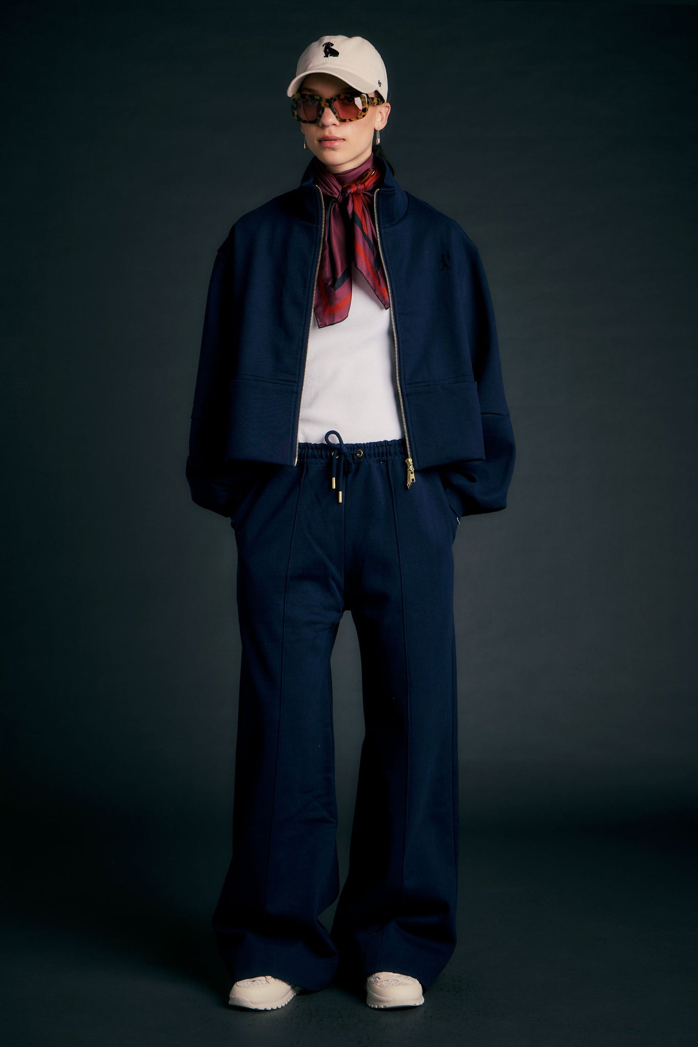 Pin Tuck Track Pants Navy