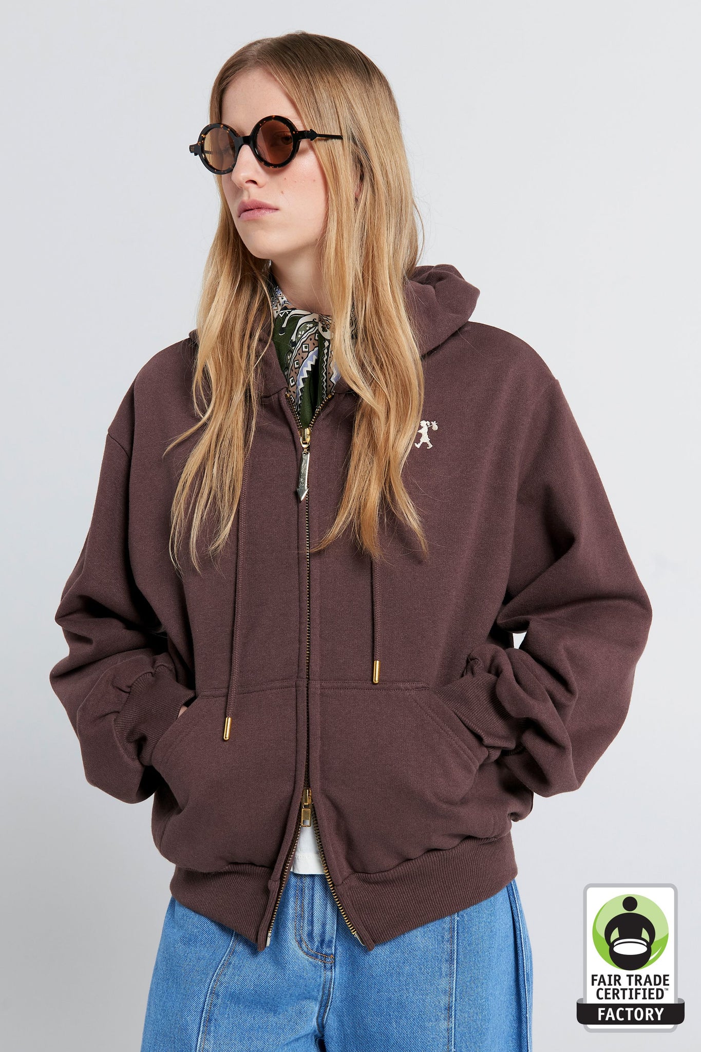 Runaway Girl Cropped Oversized Hoodie Chocolate Brown
