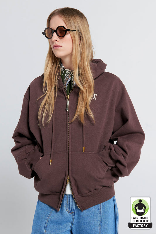 Runaway Girl Cropped Oversized Hoodie Chocolate Brown
