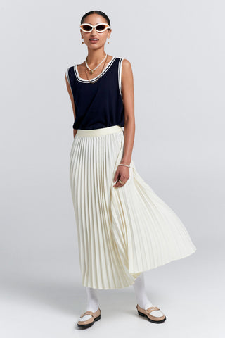 Sunray Pleated Skirt Cream
