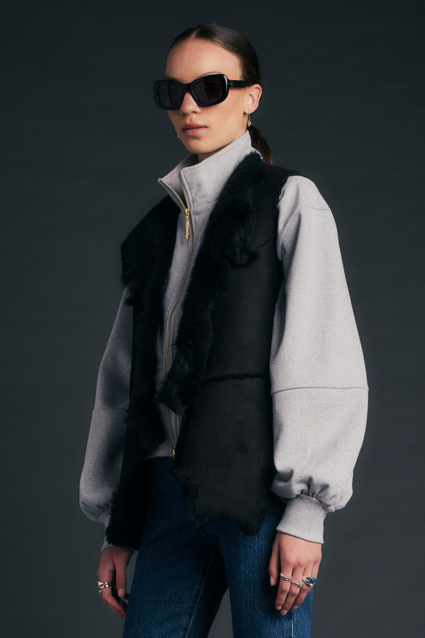 Shearling Waistcoat Black