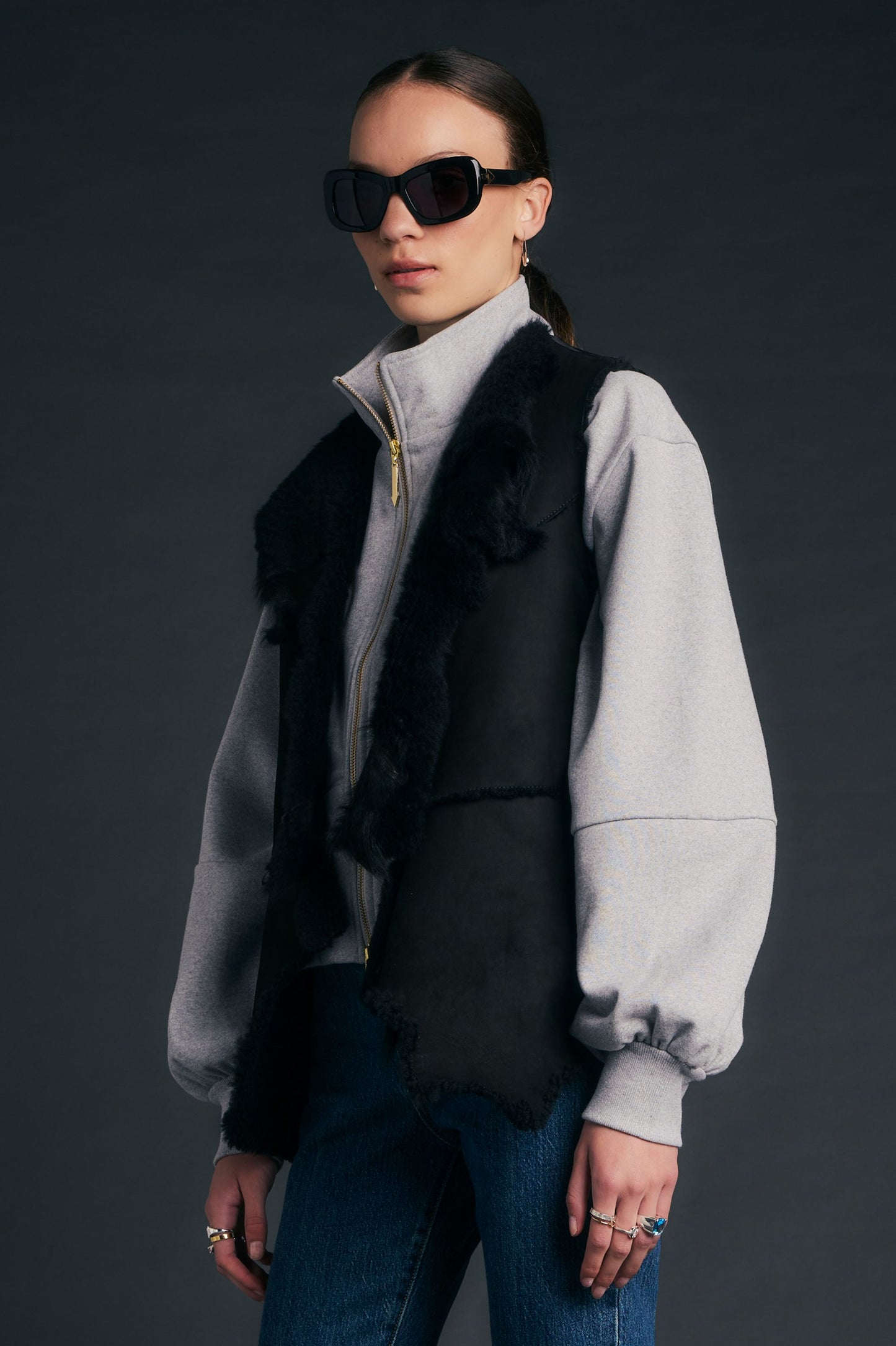 Shearling Waistcoat Black