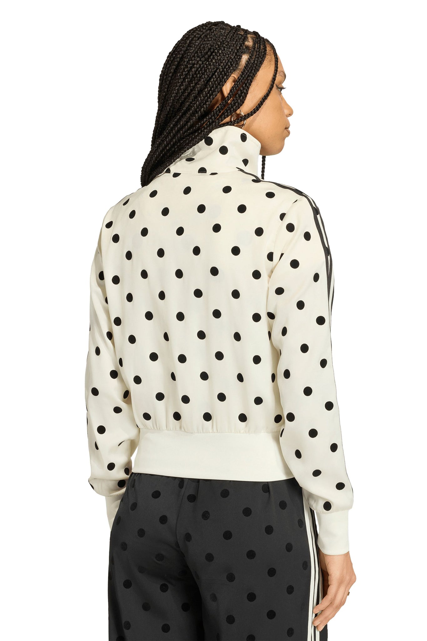 Satin Polka Dots Track Top Off White
