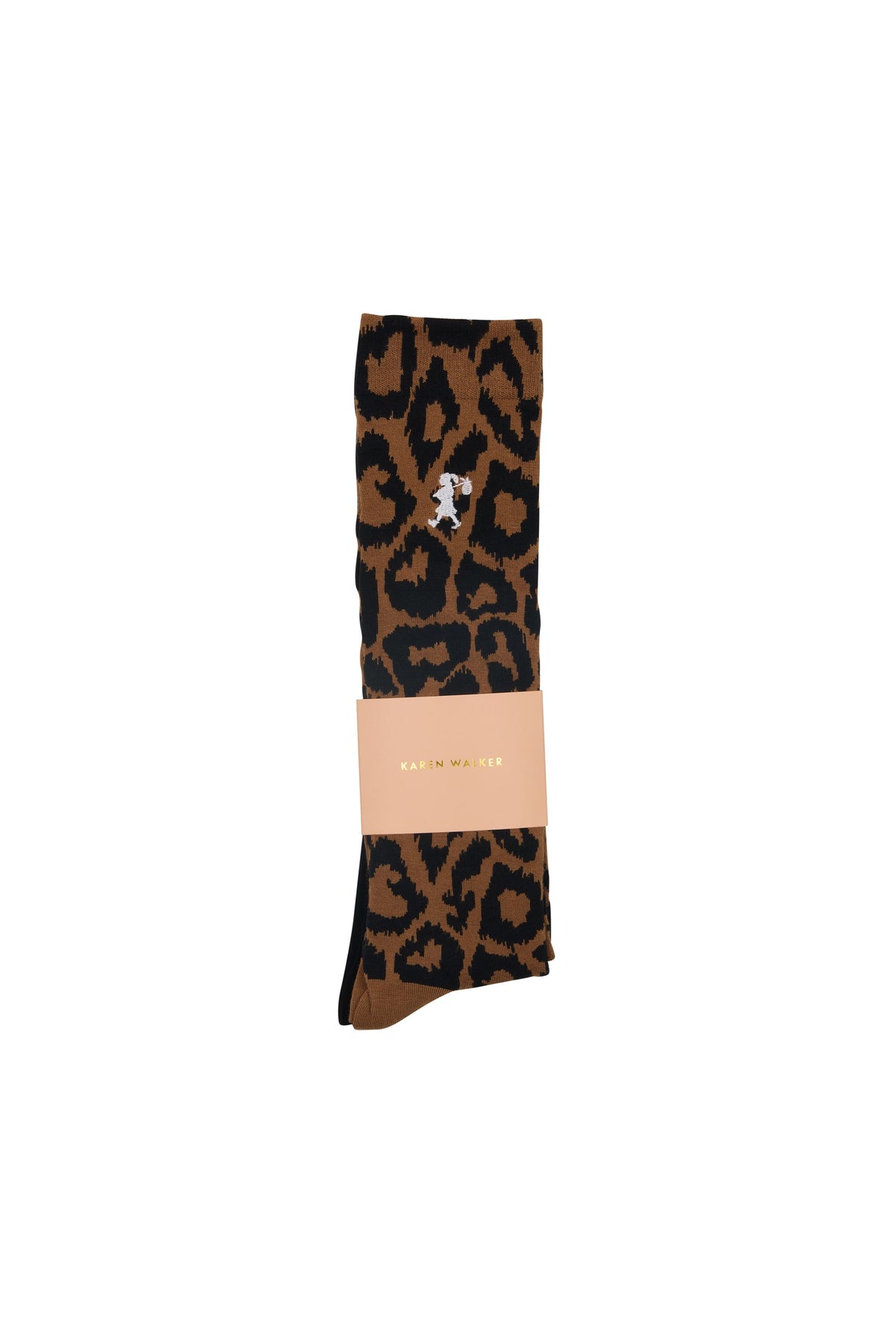 Leopard Kneehigh Socks 2 Pack Tan/Black