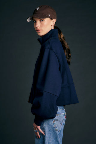Runaway Zip Front Sweatshirt Navy