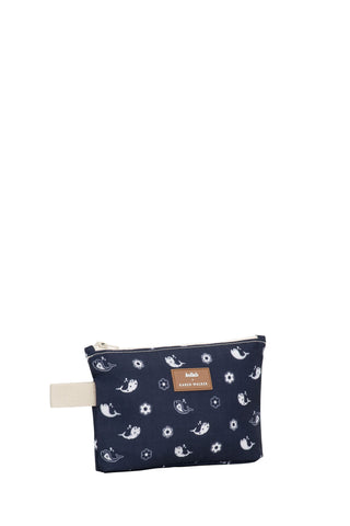 Mini Pouch Floral Whale Navy