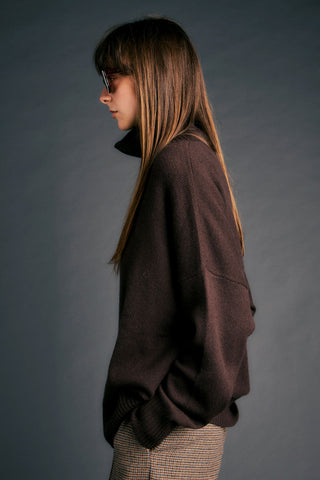 Carmen Oversized Turtleneck Sweater Chocolate