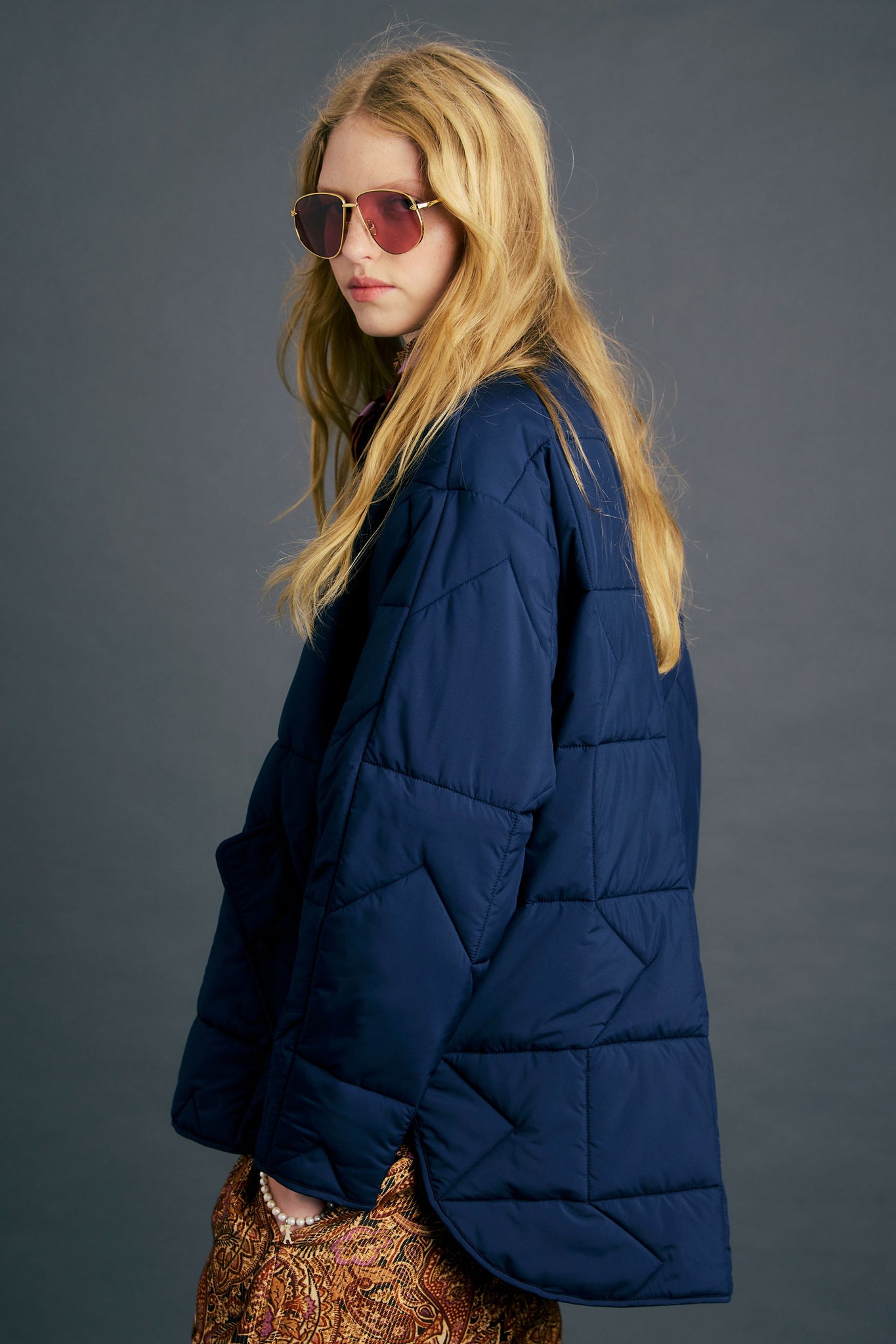 Quilted Monogram Jacket Navy