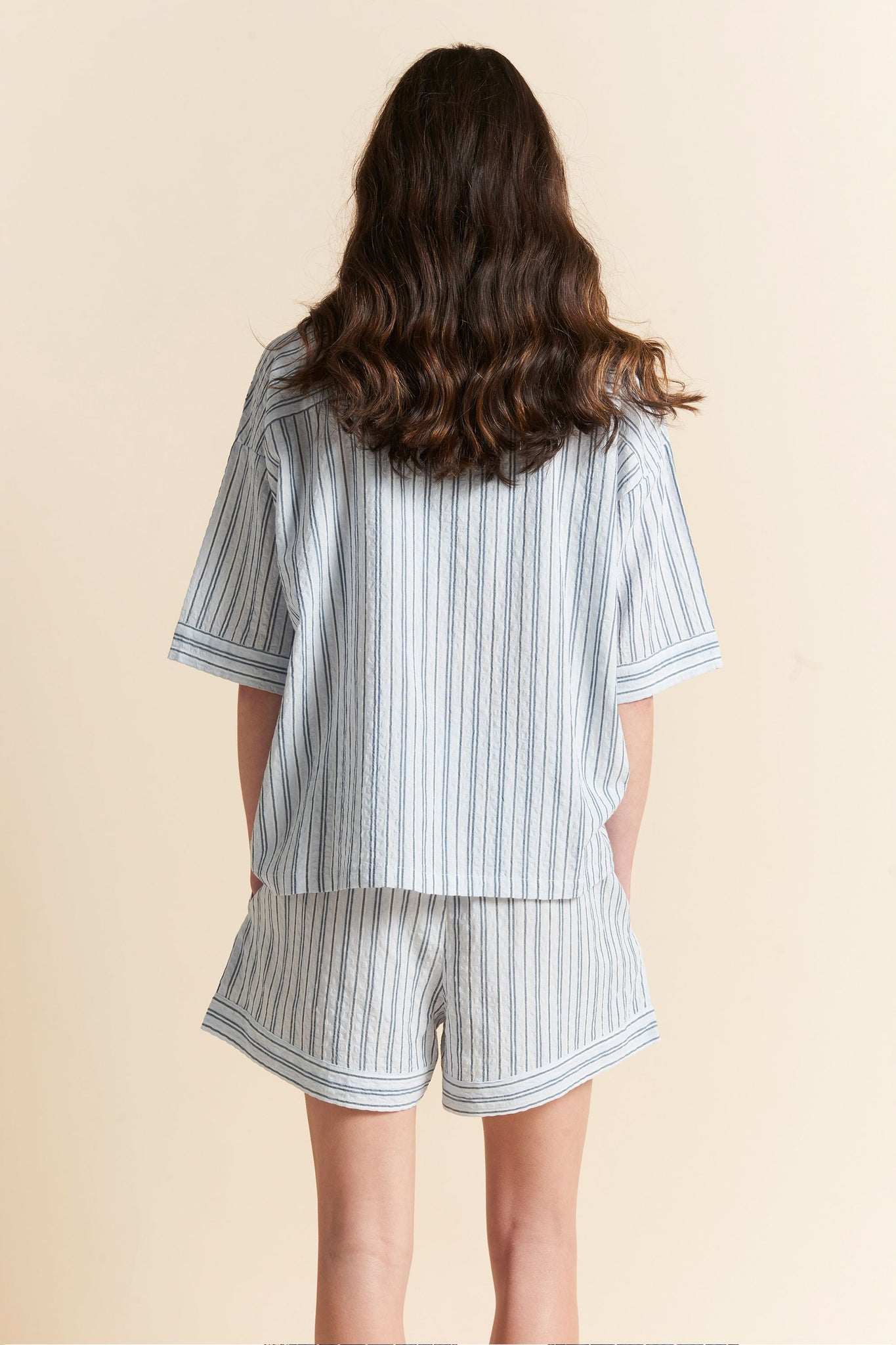 Seersucker Stripe Boxer PJ Sky Blue