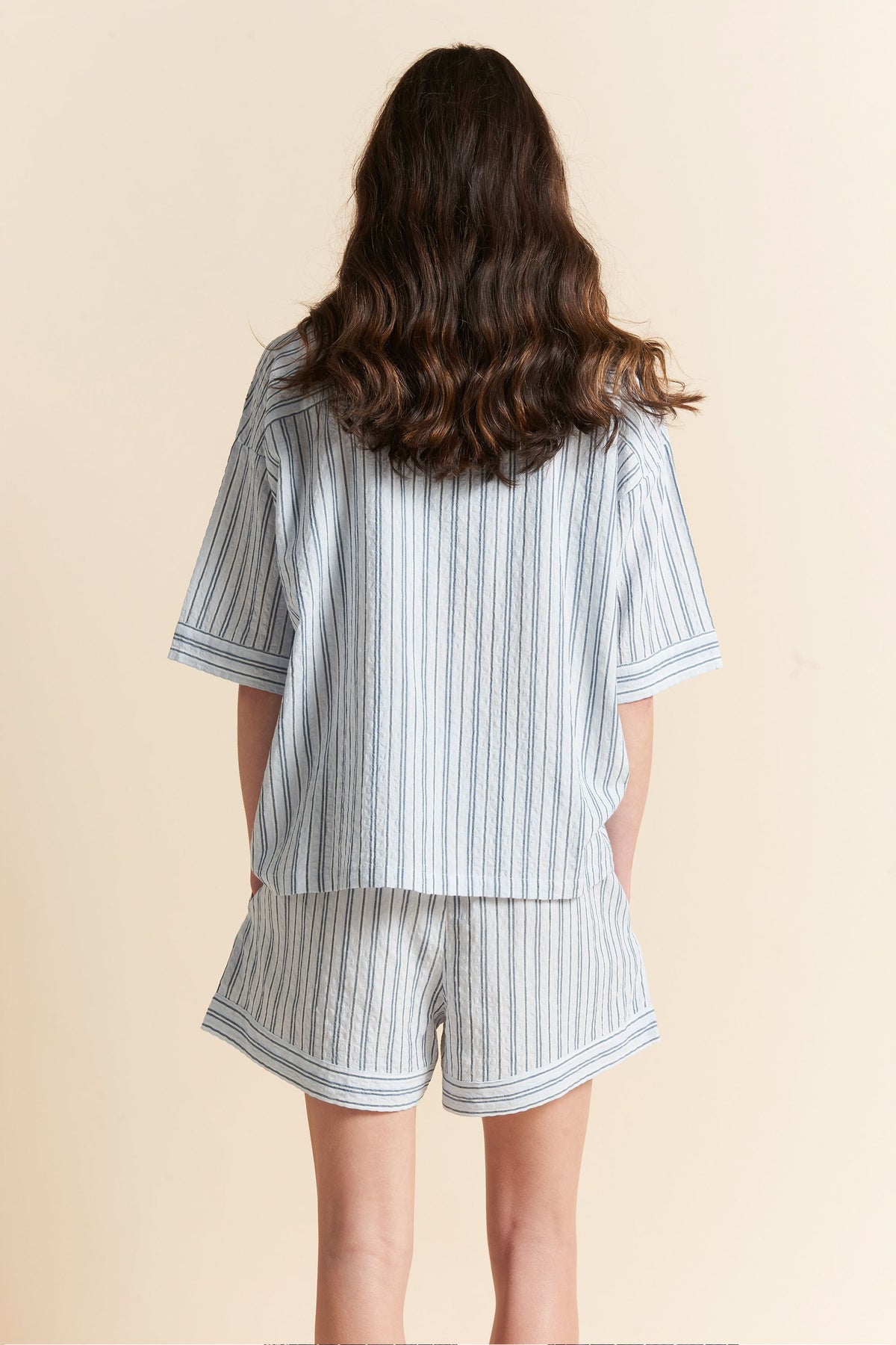 Seersucker Stripe Boxer PJ Sky Blue