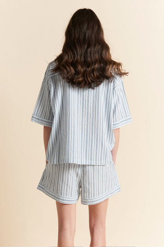 Seersucker Stripe Boxer PJ Sky Blue