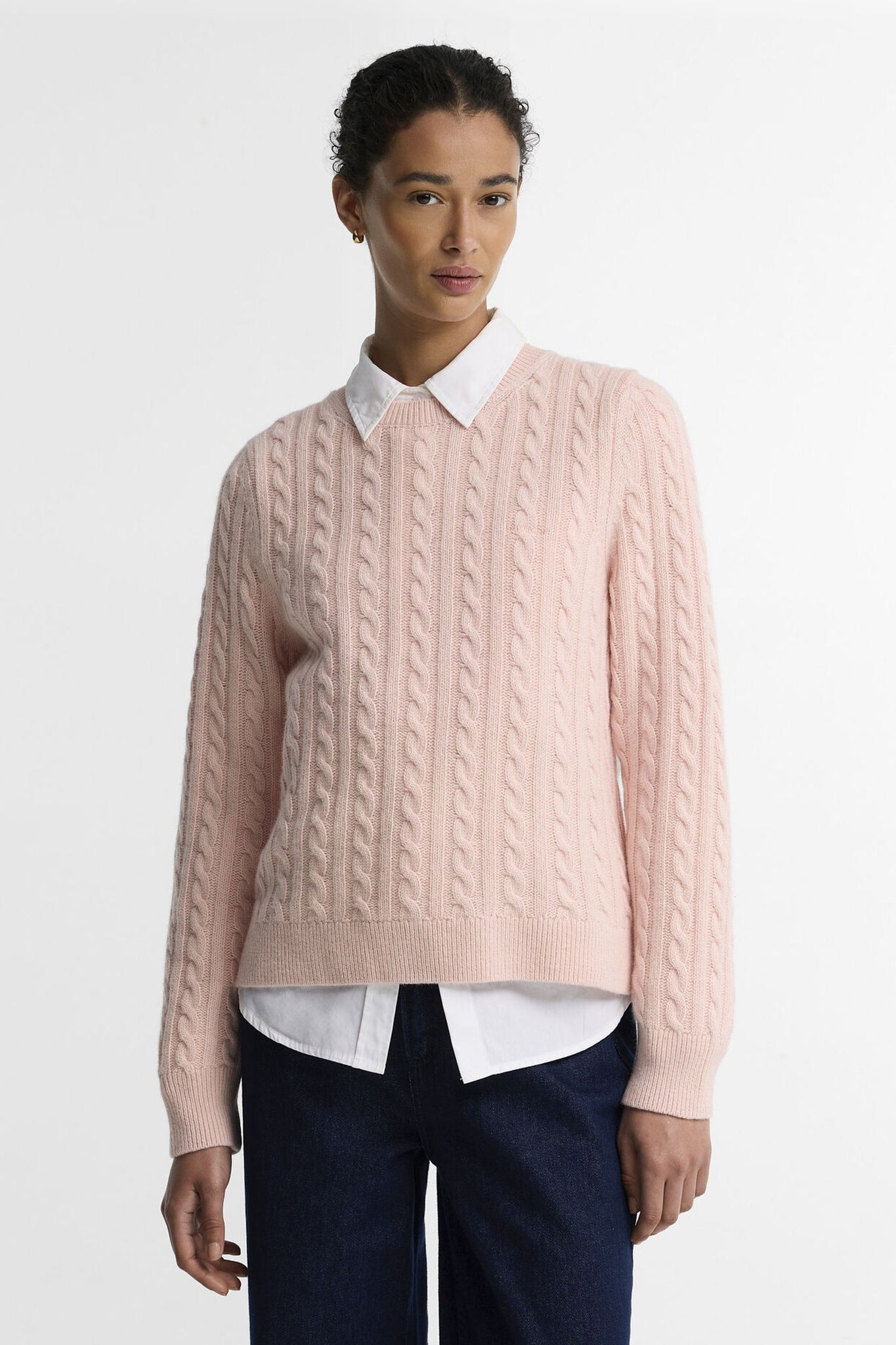 Ashdown Cable Knitted Jumper Pink Blush