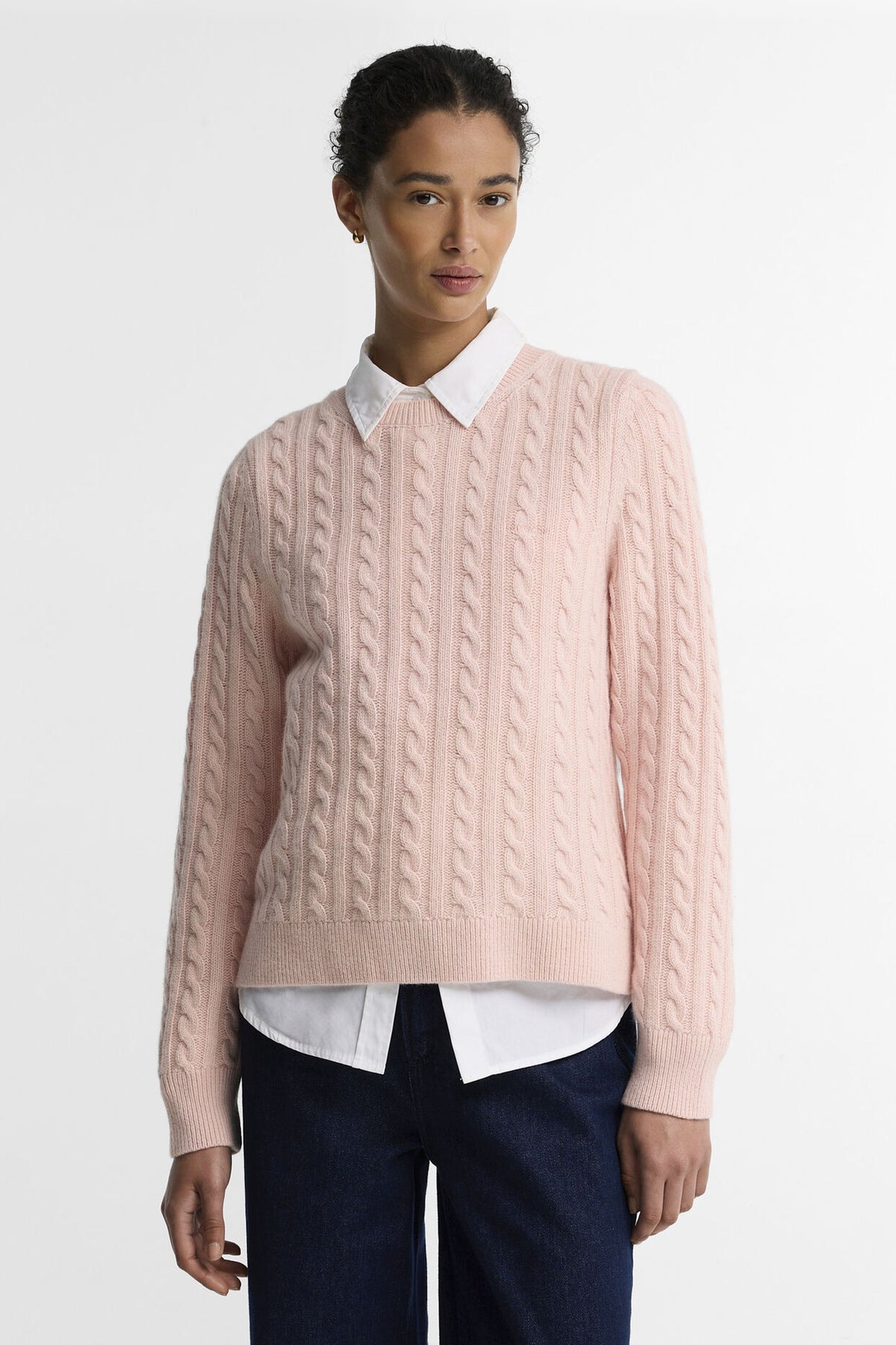 Ashdown Cable Knitted Jumper Pink Blush