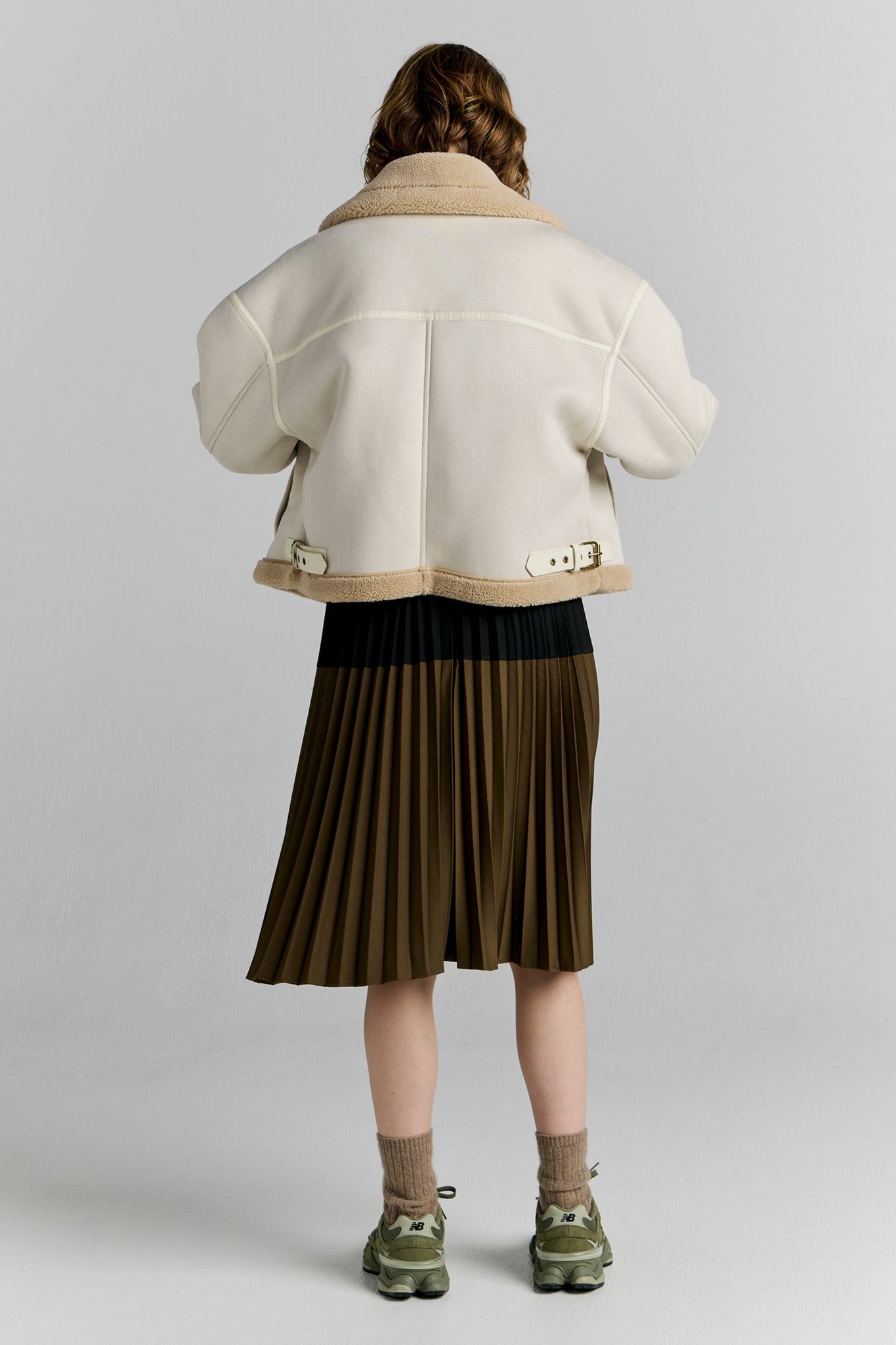 Cropped Aviator Jacket Ecru