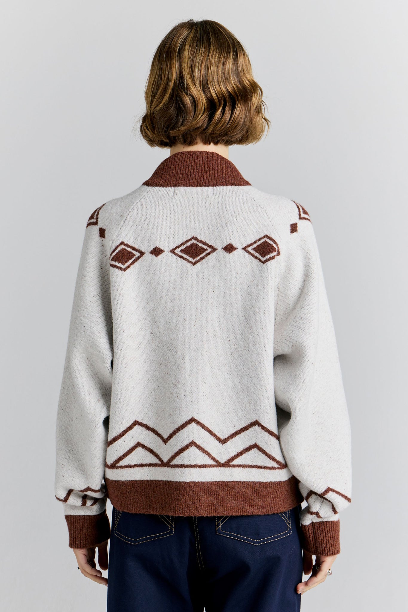 Carousel Knit Bomber Ivory