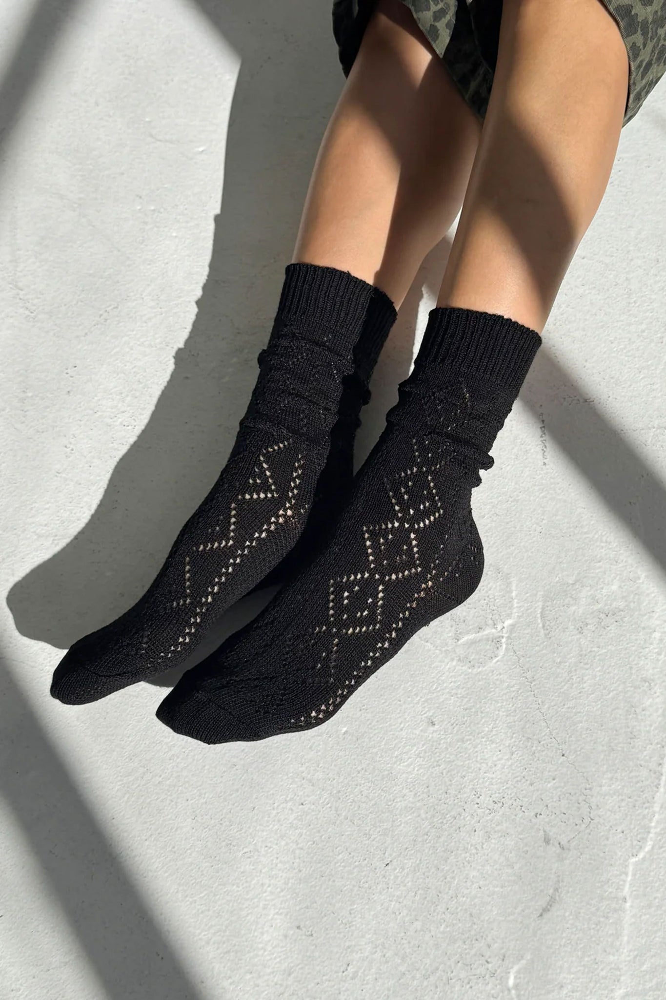 Modal Eyelet Socks Jet Black