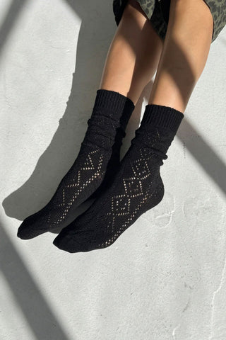 Modal Eyelet Socks Jet Black