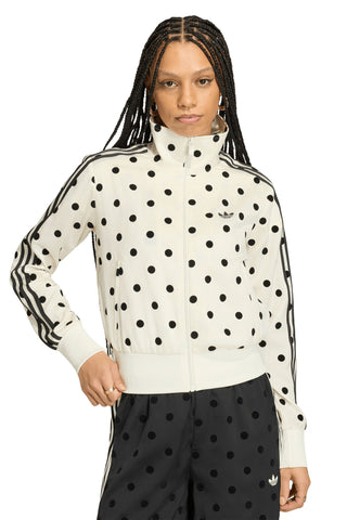 Satin Polka Dots Track Top Off White