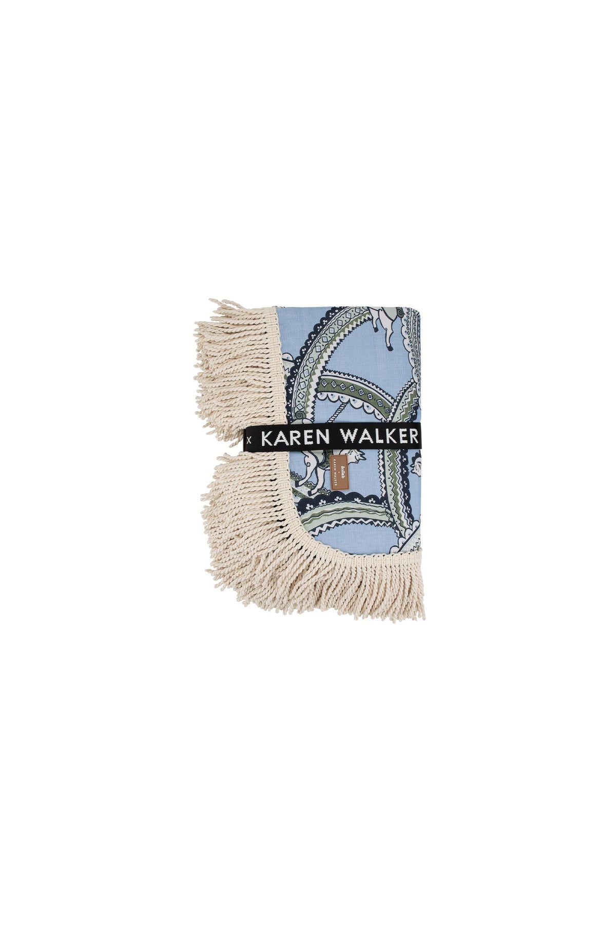 Fringed Picnic Mat Carousel Light Blue