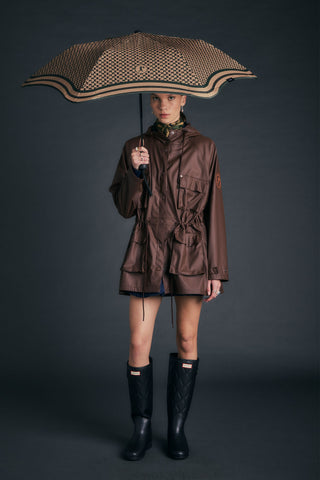 Metro Monogram Check Umbrella Tan