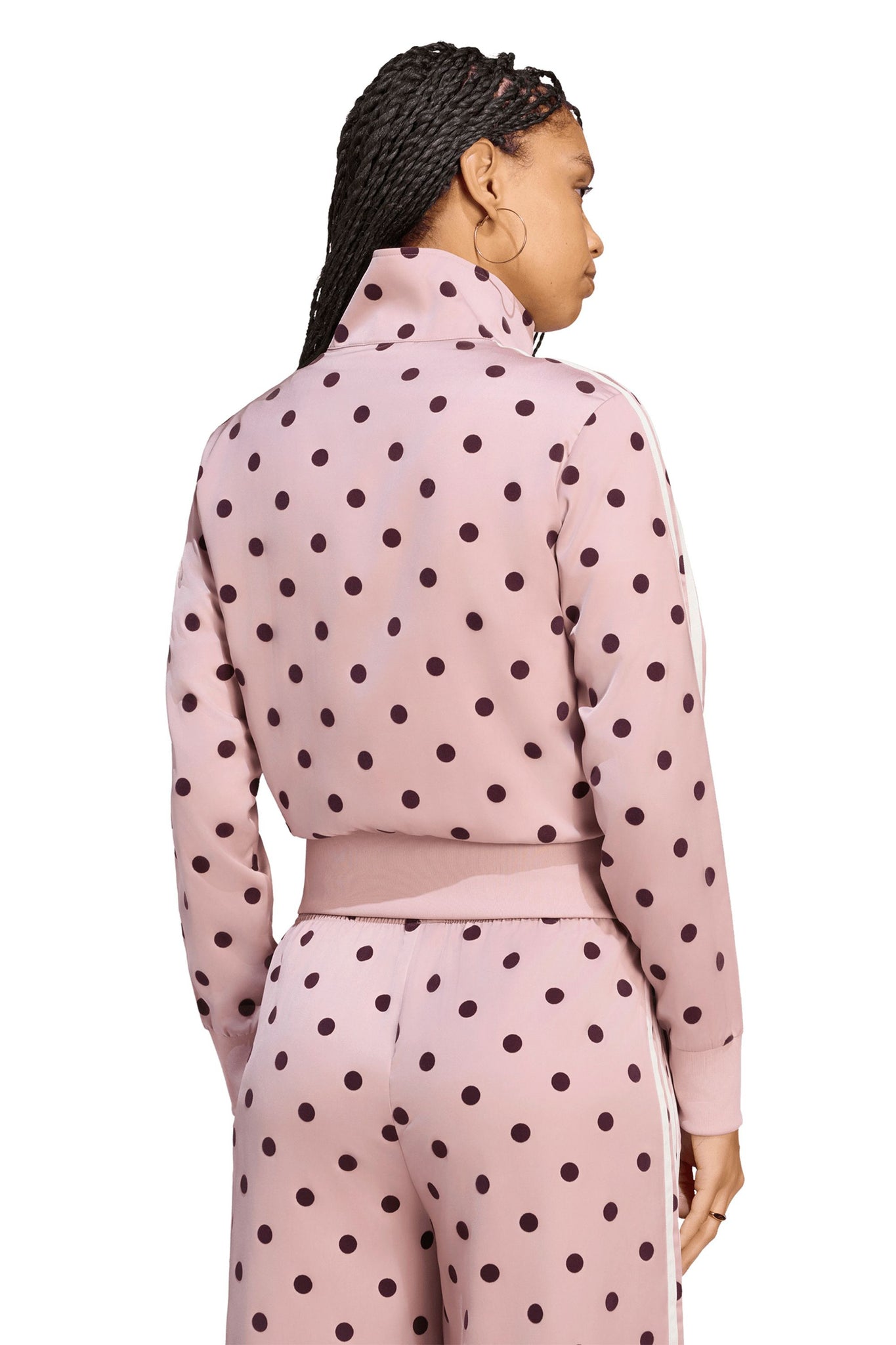 Satin Polka Dots Track Top Dual Lilac