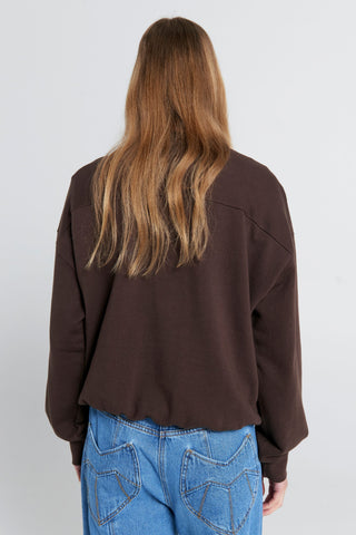 Runaway Girl Organic Cotton Crewneck Sweatshirt Chocolate Brown
