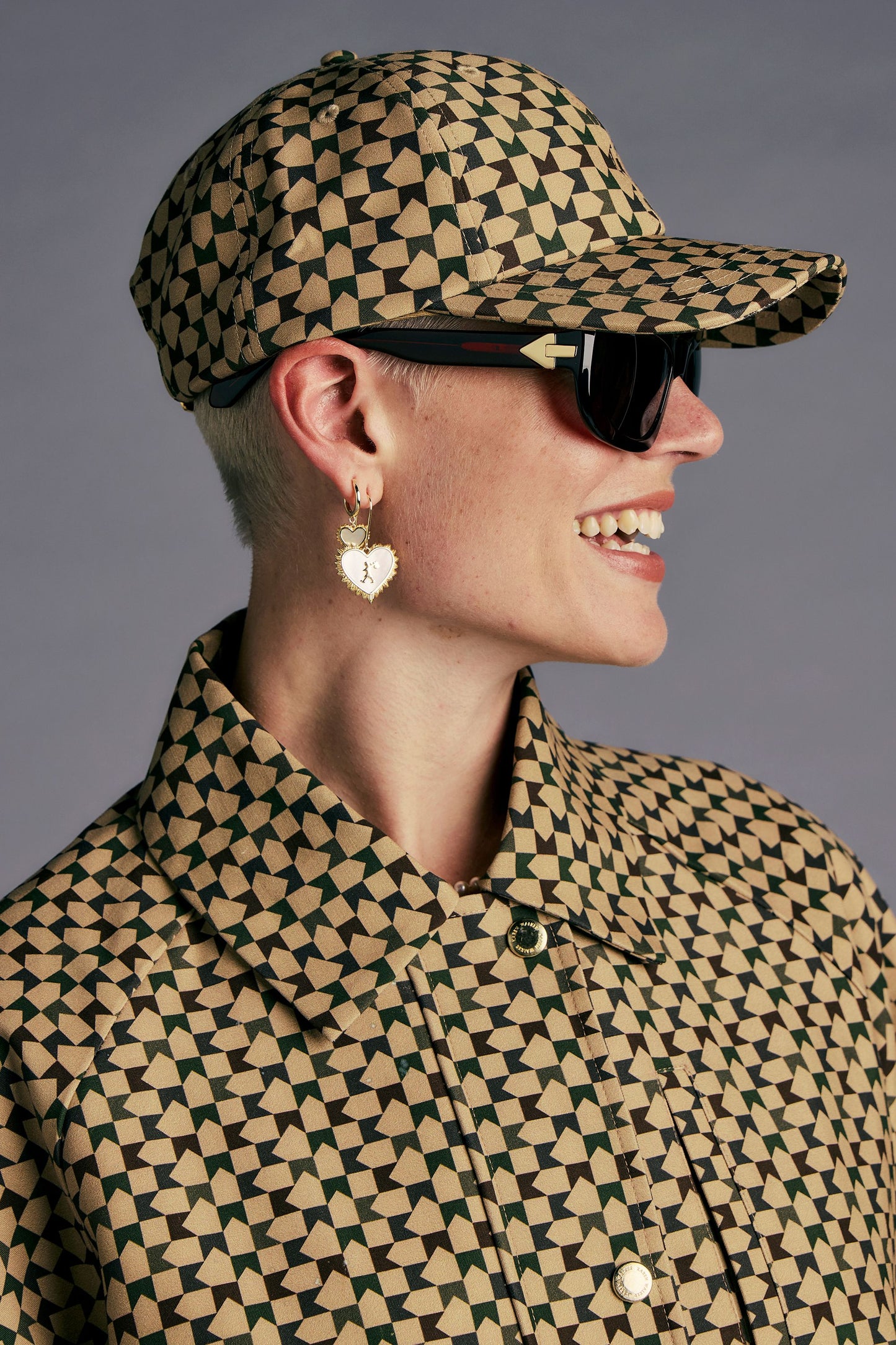Monogram Check Cap Tan Multi