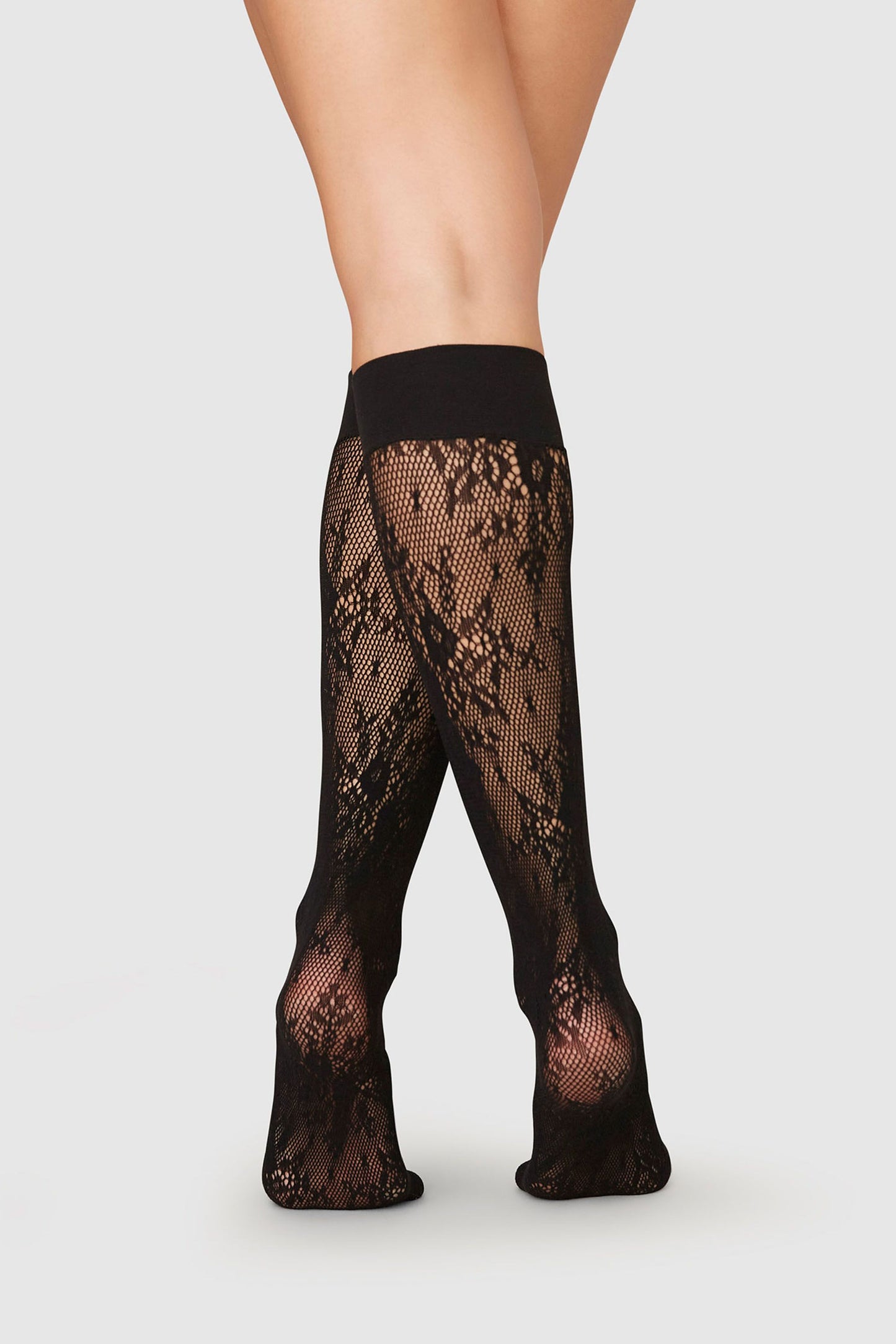 Rosa Lace Knee-Highs Black