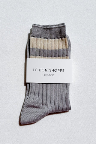 Her Varsity Socks Stone White