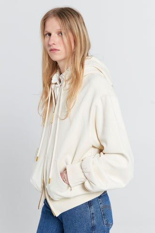 Runaway Girl Cropped Oversized Hoodie Ecru