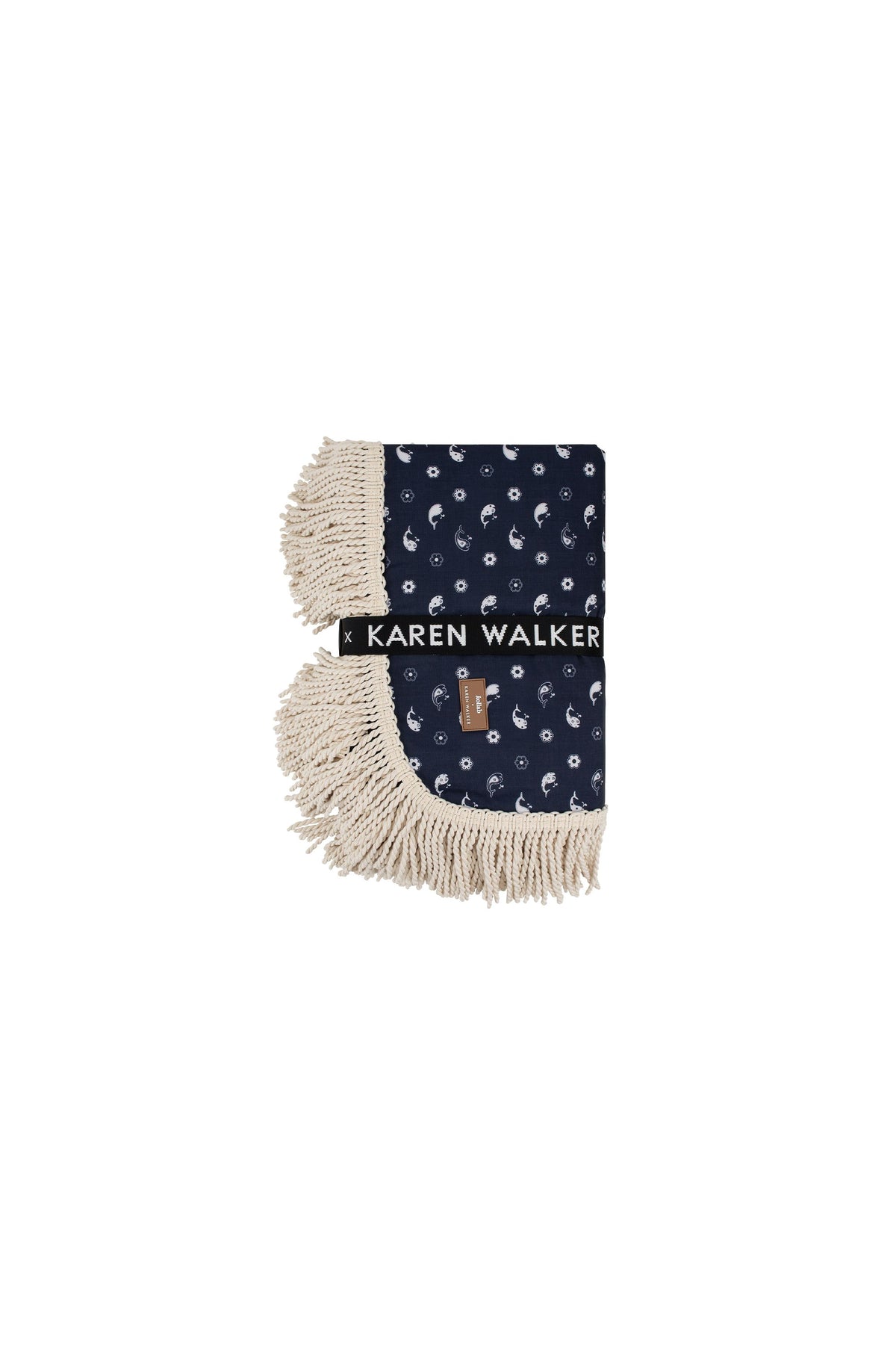 Fringed Picnic Mat Floral Whale Navy
