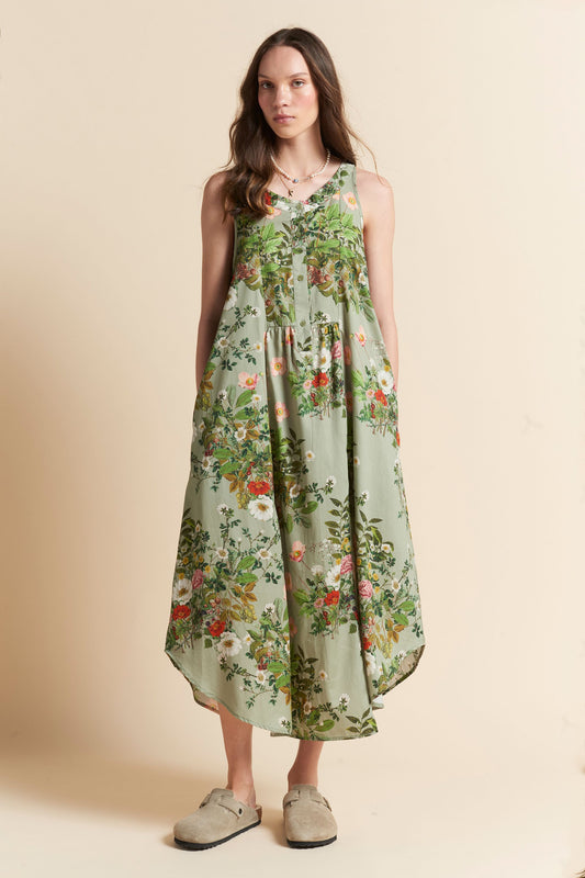 Love Letters Panel Front Nightie Sage