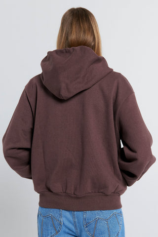 Runaway Girl Cropped Oversized Hoodie Chocolate Brown