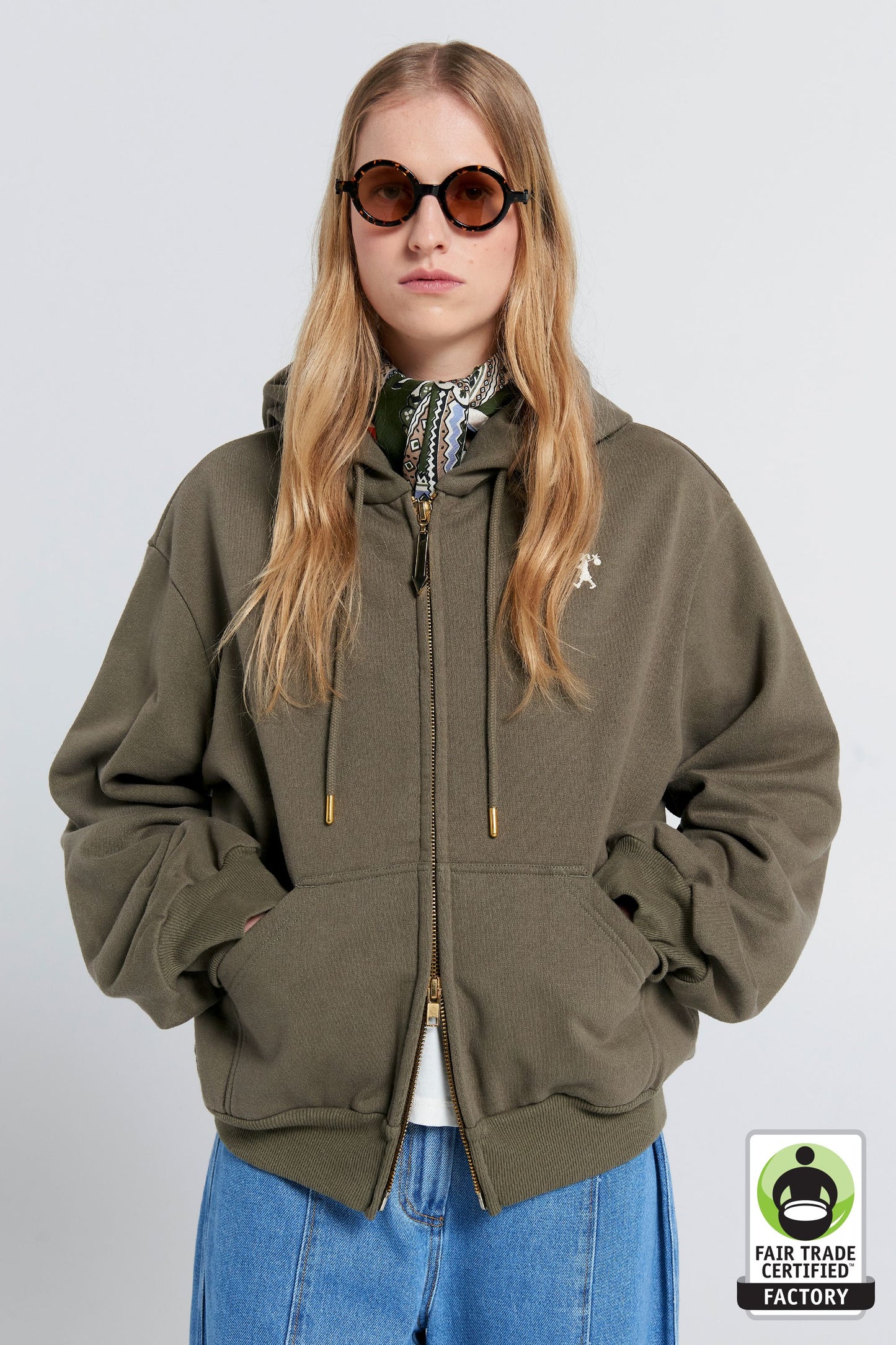 Runaway Girl Cropped Oversized Hoodie Hunter Green