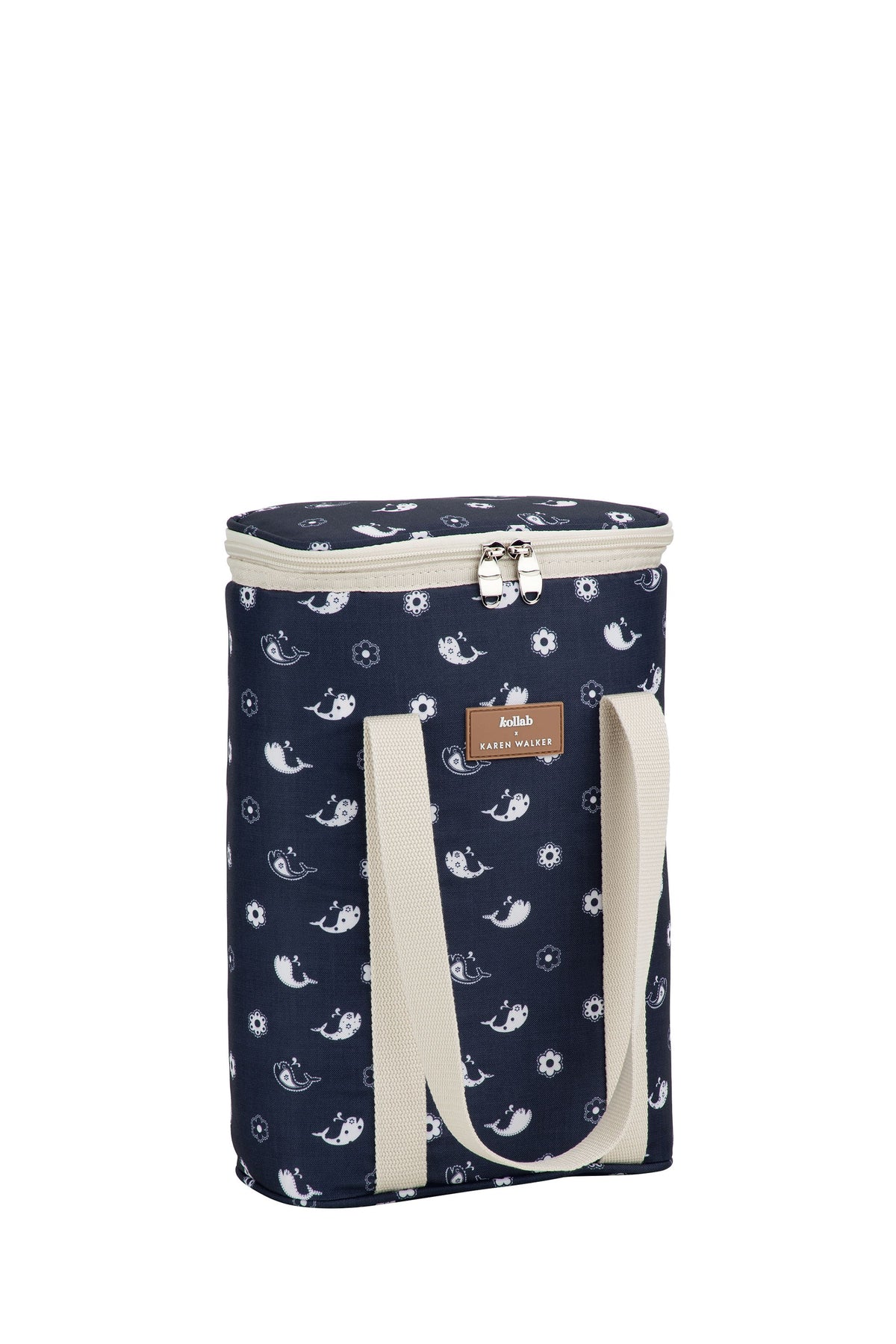 Wine Cooler Bag Floral Whale Navy