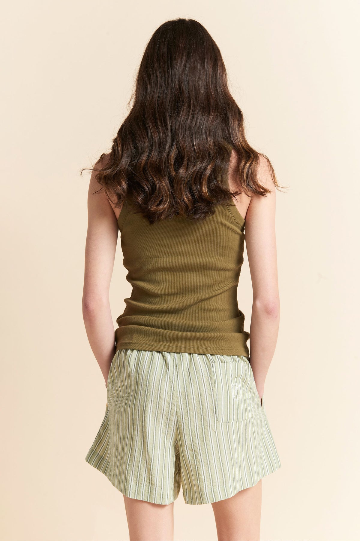 Runaway Girl Rib Shelf Bra Tank Olive