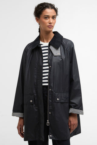 Wren Wax Jacket Royal Navy/Navy Gingham Check