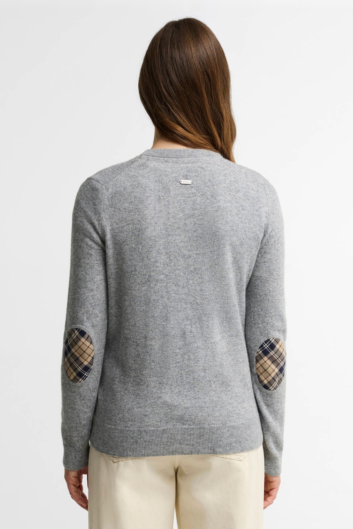 Pendle Knitted Cardigan Grey Marl/Birchwood Tartan