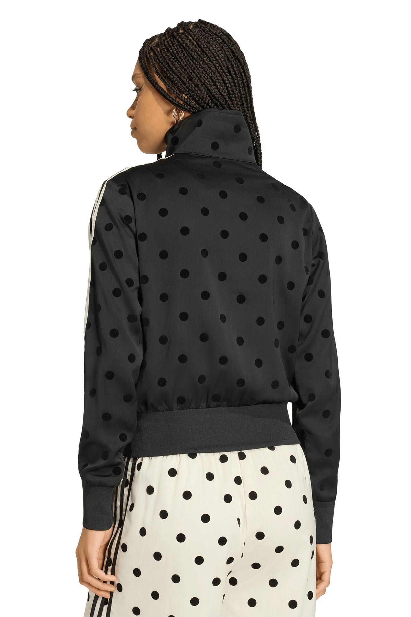 Satin Polka Dots Track Top Black
